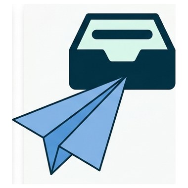Illustration of a paper plane representing outreach messages to hiring managers