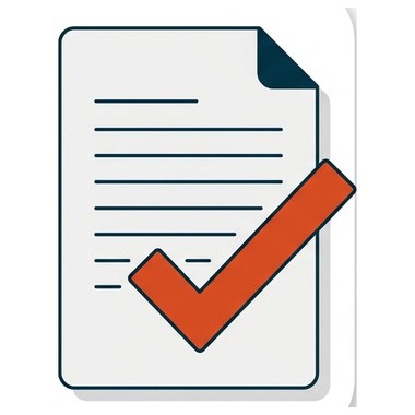 Illustration of a resume document with a checkmark